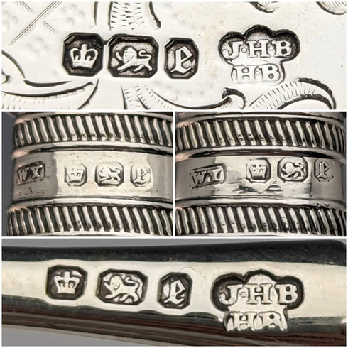 1897年 英国アンティーク 純銀ブレード 白蝶貝ハンドル カトラリー 3ペアセット J Barraclough