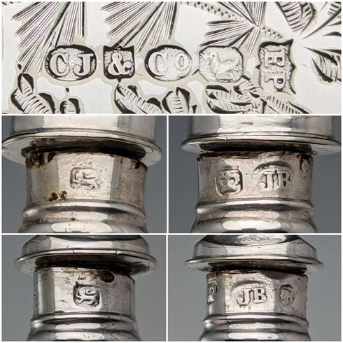 約 1865 年英國古董純銀柄魚餐具一對 JB