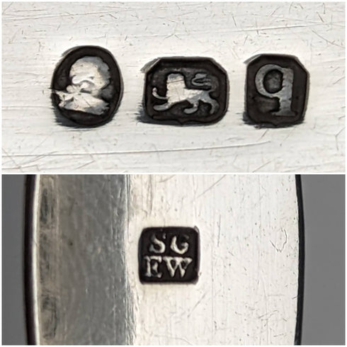 1791 British antique sterling silver sugar tongs 26g Samuel Godbehere