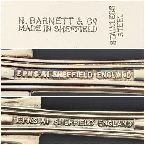 英国ヴィンテージ シルバープレート製 カトラリー38本フルセット N.BARNETT
