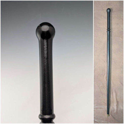 Vintage black shaft rondelle handle walking stick 85cm