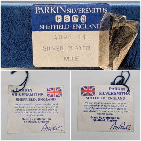 Vintage British silver plated octagon dish Parkin in box