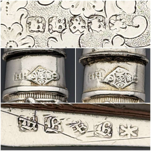 Around 1878 British antique silver plated cutlery set of 11 knives and 12 forks in a wooden box William Gallimore