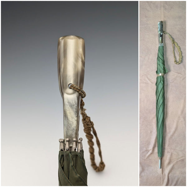 英国ヴィンテージ 小型アンブレラ 樹脂製ハンドル グリーン 63cm St Michael