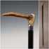 1895 British Antique Black Shaft Sterling Silver Embellished Antler Handle Walking Stick Cane 90cm
