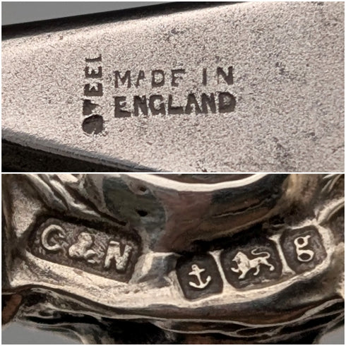 1906 British antique pure silver handle shoehorn Crisford & Norris