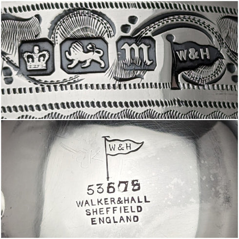 1904 British antique sterling silver mug 130g Walker and Hall