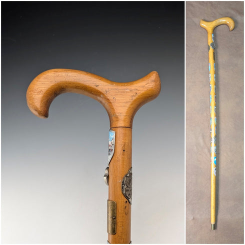 復古英國旅遊離合器手柄健行手杖棕褐色桿身 89 厘米