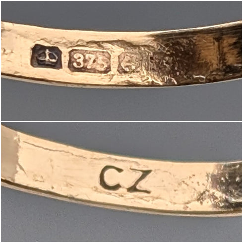 英國復古 K9金 氧化鋯石 碎鑽花卉戒指(日本圍8號)