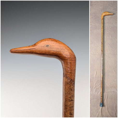 ヴィンテージ ブラウンシャフト ダッグヘッドハンドル トラベルステッキ 杖 91cm