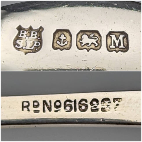 1930s British Vintage Sterling Silver Enameled Teaspoon Set of 6