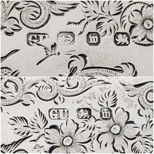 1896 British antique sterling silver double door card case 120g George Unite Very good condition