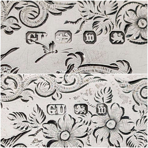 1896年 英国アンティーク 純銀製 両開き型カードケース 120g George Unite 極美品