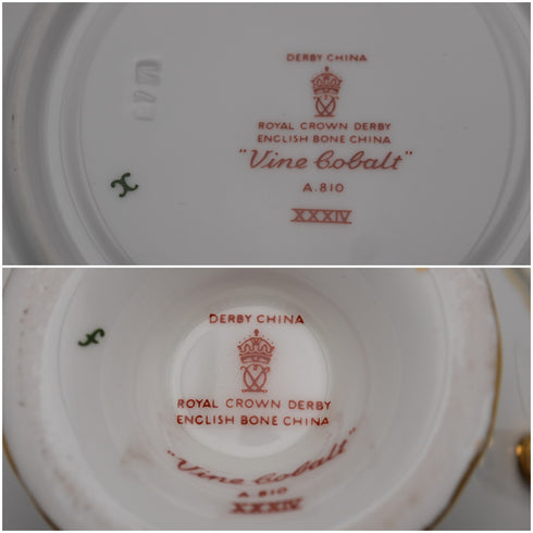 英國復古 Royal Crown Derby「葡萄藍」茶杯與茶碟①