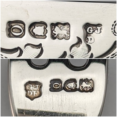 1909 年英國古董白色珍珠貝柄甜點餐具一對,裝在 Josiah Williams 盒中