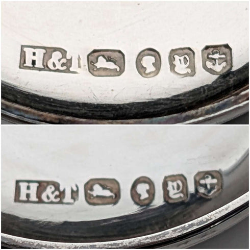 1898年 英国アンティーク 純銀蓋 ミニカットガラスジャー ペア Hilliard&Thomason