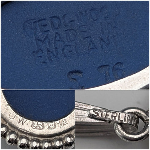 British Vintage Wedgwood Sterling Silver and Jasper Pendant with Sterling Silver Chain