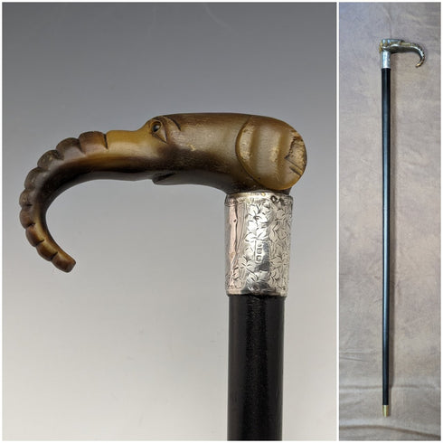 1896 年英國古董男士手杖角大象手柄 86 厘米