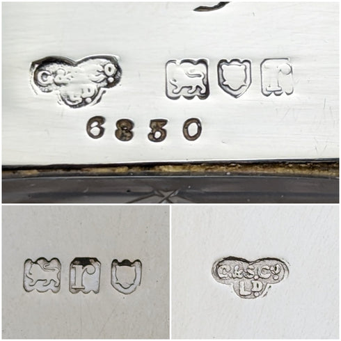 1912 年英國古董切割玻璃餅乾桶純銀蓋 Goldsmiths & Silversmiths