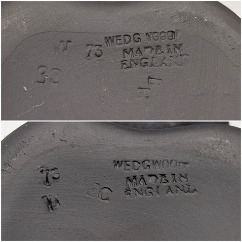 英國韋奇伍德古董黑碧玉豆形盒一對