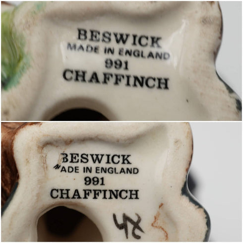 英国ヴィンテージ Beswick ベズウィック ズアオアトリ フィギュリン 2体セット(No.991)