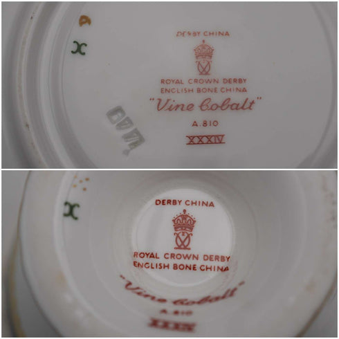 British Vintage Royal Crown Derby “Vine Cobalt” Cup & Saucer ②