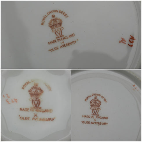 c. 1947 British Vintage Royal Crown Derby "Old Aylesbury" Tea Cup Trio ①