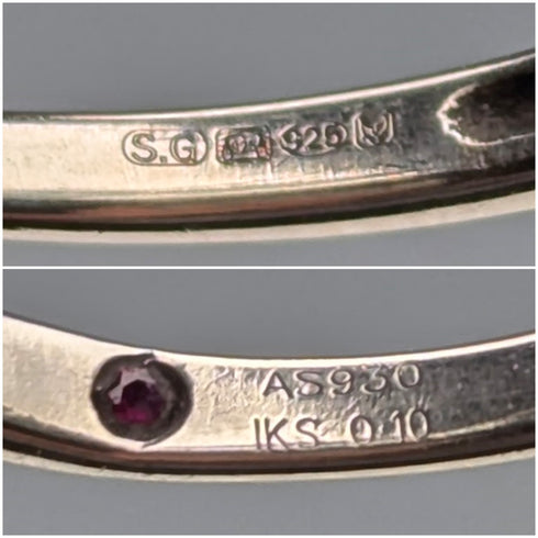 British vintage jewelry zirconia sterling silver ring (size 9)