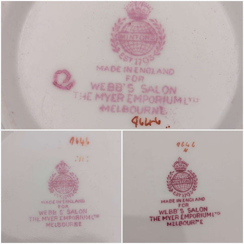 1920年代英國明頓茶杯三件粉紅雞蛇獸,為邁耶商場訂製①