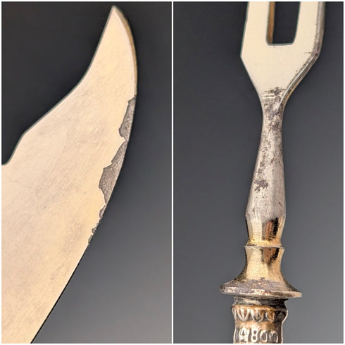 ドイツアンティーク 800シルバーハンドル デザートカトラリー12ペア ボックス入