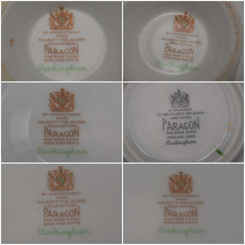 UK Vintage Paragon "Rockingham Green" Teacup Trio Pair