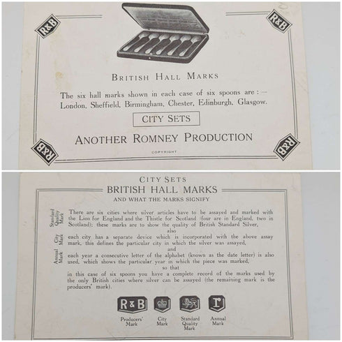1957 年英國復古多標誌純銀茶匙 x6 共 80 克 Roberts&Belk 盒裝