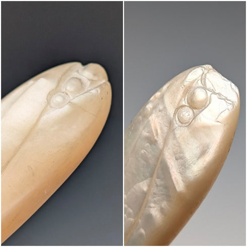 1865年 英国アンティーク 純銀ブレード&白蝶貝ハンドル デザートカトラリー6ペア 木箱入り Martin&Hall