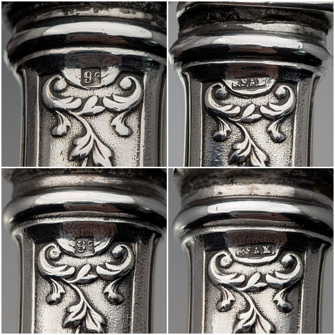 Circa 1900 French antique silver plate fish server set with case SFAM