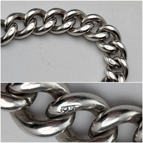 約 1900 年英國古董純銀阿爾伯特鏈 51g 馬勳章鏈