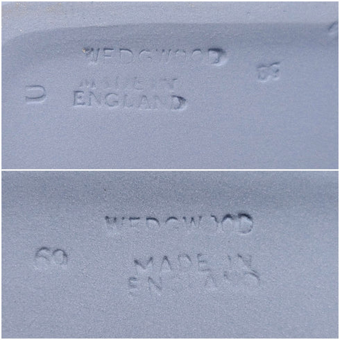 英国ヴィンテージ ウェッジウッド ジャスパーウェア製 角形蓋付きボックス ペア ペールブルー