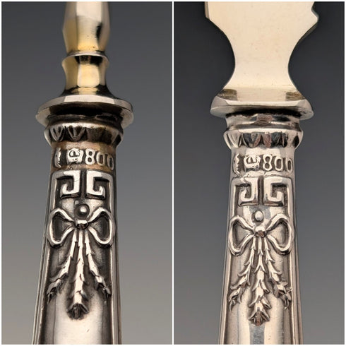 ドイツアンティーク 800シルバーハンドル デザートカトラリー12ペア ボックス入