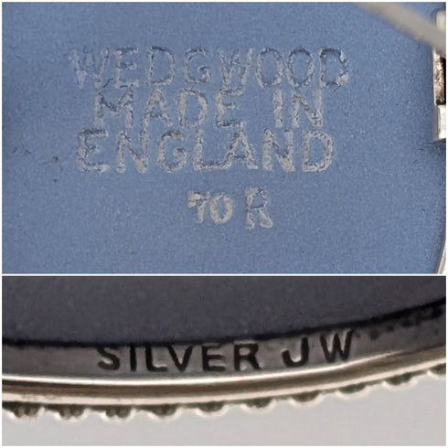 1970 Vintage British Wedgwood Sterling Silver & Jasperware Oval Brooch with Case