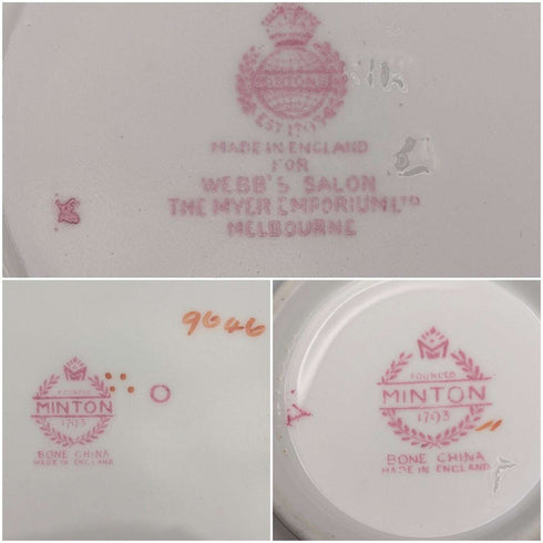 英國復古 Minton 粉紅公雞 骨瓷杯盤組