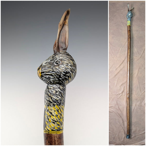 復古棕色軸兔頭手杖手杖 110 厘米