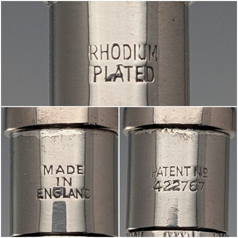 British Vintage Yard O' Red Rhodium Plated Push-On Mechanical Pencil with Paper Box and Instructions