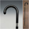 1935 British Vintage Black Shaft Sterling Silver Ornament Large Curved Handle Walking Stick Cane 88cm