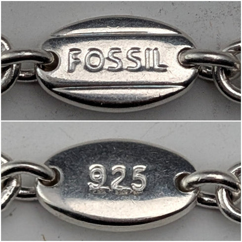 ヴィンテージ 純銀製 ファンシーリンクチェーン ネックレス42cm 23g FOSSIL