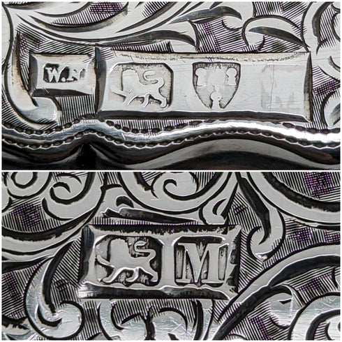 1895年 英国アンティーク 純銀製 両開き型カードケース 91g William Neale