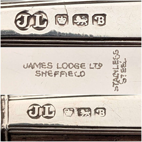 1969年英國約翰洛奇 (John Lodge) 品牌復古純銀柄茶具,共6對,附盒