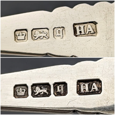 1908 年英國古董 6 純銀茶匙和糖鉗套裝,裝在阿特金兄弟盒中