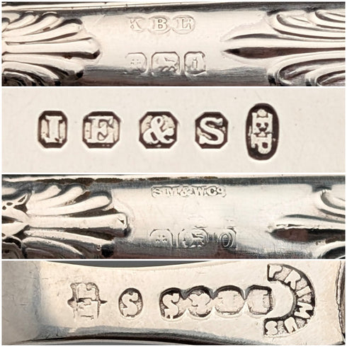 2 pairs of antique British silver handle cutlery from around 1890