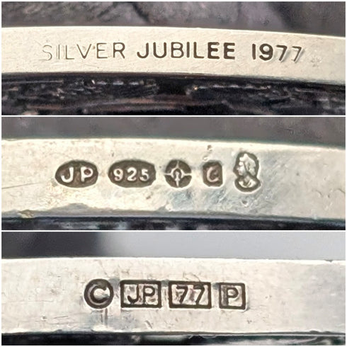 1977年 英国 純銀製 オーバル型ペンダント純銀ネックレス付 計22.4g