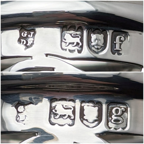 Circa 1901 British antique sterling silver vase pair with earring decoration, total weight 312g, Josiah Williams