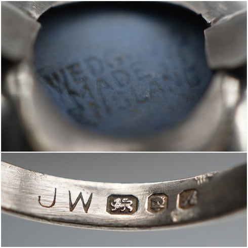 Vintage British Jewelry, Wedgwood Jasperware Sterling Silver Ring (JP size 14)